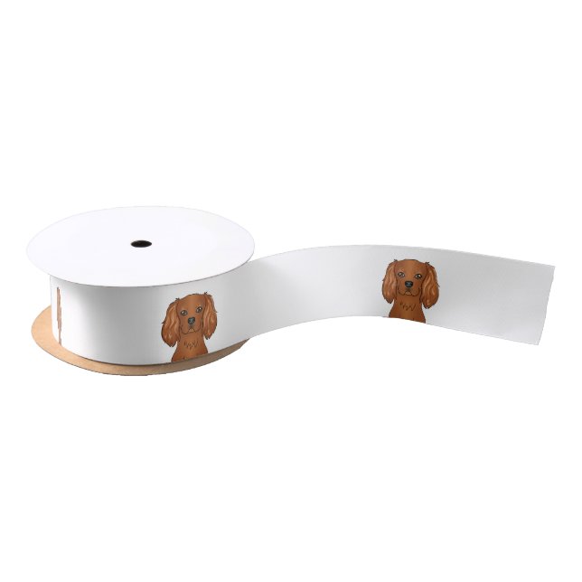 Ruby Cavalier King Charles Spaniel Dog Head Satin Ribbon (Spool)