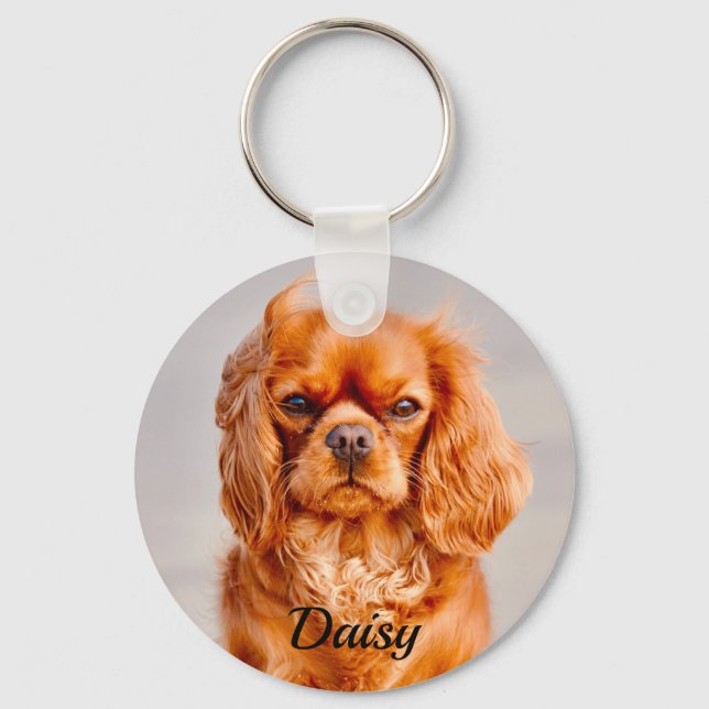 Ruby Cavalier King Charles Spaniel Dog Keychain (Front)
