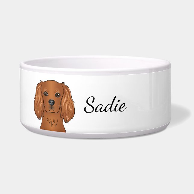 Ruby Cavalier King Charles Spaniel Dog & Name Bowl (Front)