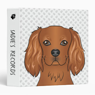 Ruby Cavalier King Charles Spaniel Dog On Green 3 Ring Binder