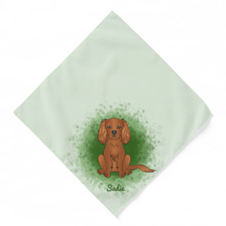 Ruby Cavalier King Charles Spaniel Dog On Green Bandana