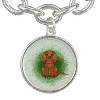 Ruby Cavalier King Charles Spaniel Dog On Green Bracelet