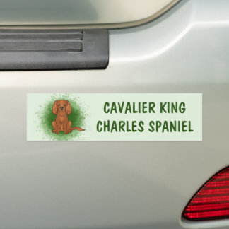 Ruby Cavalier King Charles Spaniel Dog On Green Bumper Sticker