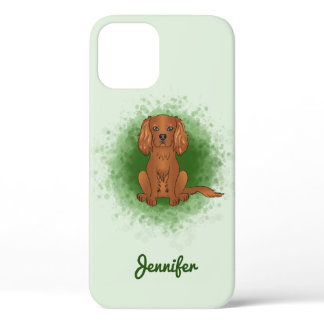Ruby Cavalier King Charles Spaniel Dog On Green iPhone 12 Case