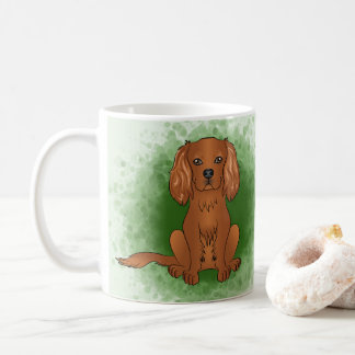 Ruby Cavalier King Charles Spaniel Dog On Green Coffee Mug