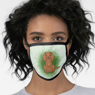 Ruby Cavalier King Charles Spaniel Dog On Green Face Mask