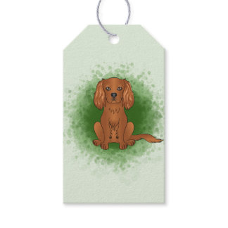 Ruby Cavalier King Charles Spaniel Dog On Green Gift Tags