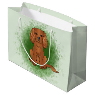 Ruby Cavalier King Charles Spaniel Dog On Green Large Gift Bag