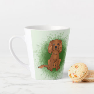 Ruby Cavalier King Charles Spaniel Dog On Green Latte Mug