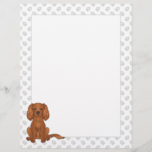 Ruby Cavalier King Charles Spaniel Dog On Green Letterhead (Front)