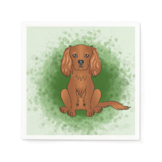 Ruby Cavalier King Charles Spaniel Dog On Green Napkins