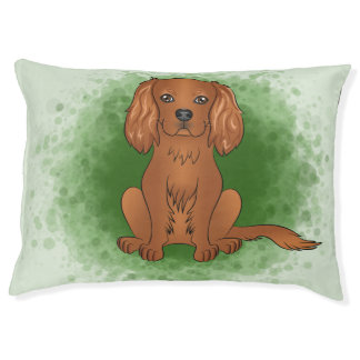 Ruby Cavalier King Charles Spaniel Dog On Green Pet Bed