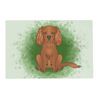 Ruby Cavalier King Charles Spaniel Dog On Green Placemat