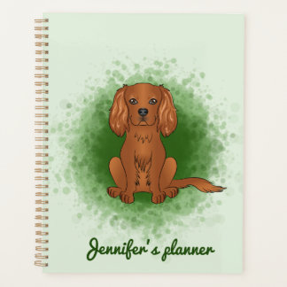 Ruby Cavalier King Charles Spaniel Dog On Green Planner