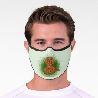 Ruby Cavalier King Charles Spaniel Dog On Green Premium Face Mask