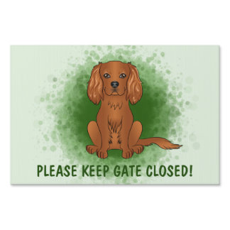 Ruby Cavalier King Charles Spaniel Dog On Green Sign