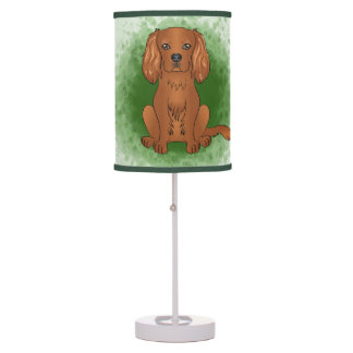 Ruby Cavalier King Charles Spaniel Dog On Green Table Lamp