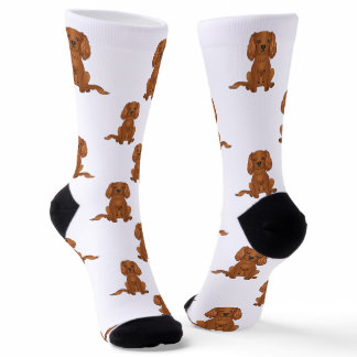 Ruby Cavalier King Charles Spaniel Dog Pattern Socks
