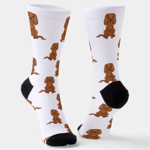 Ruby Cavalier King Charles Spaniel Dog Pattern Socks
