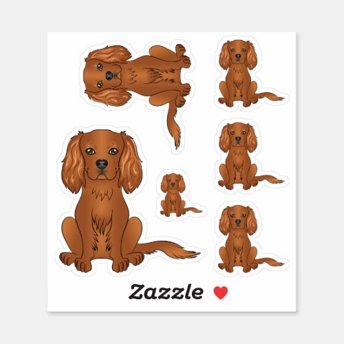 Ruby Cavalier King Charles Spaniel Dog Sitting Sticker