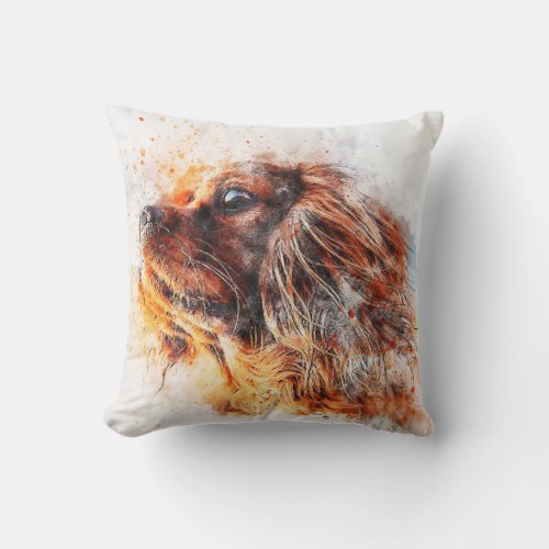 Ruby Cavalier King Charles Spaniel Dog Throw Pillow