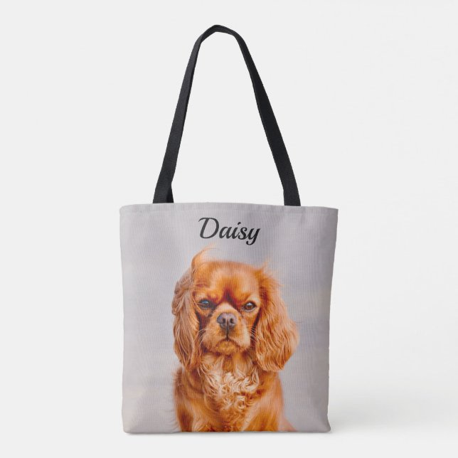 Ruby Cavalier King Charles Spaniel Dog Tote Bag (Back)