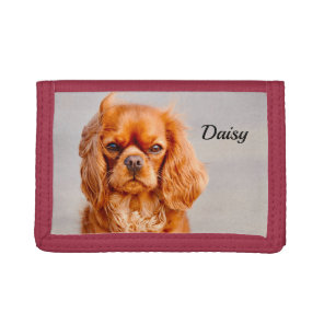 Ruby Cavalier King Charles Spaniel Dog Tri-fold Wallet