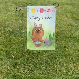 Ruby Cavalier King Charles Spaniel Easter Garden Flag