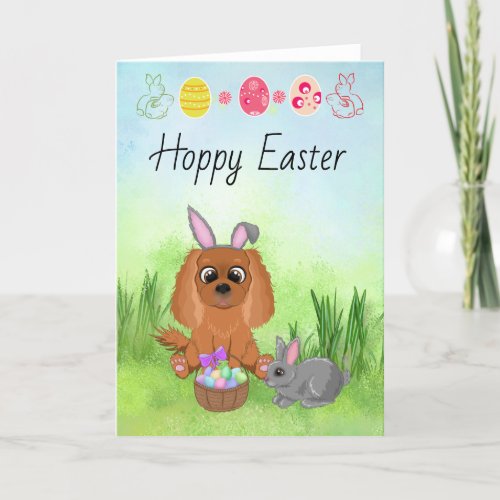 Ruby Cavalier King Charles Spaniel Easter  Holiday Card