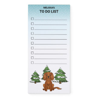 Ruby Cavalier King Charles Spaniel In Winter Magnetic Notepad