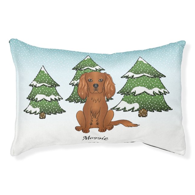 Ruby Cavalier King Charles Spaniel In Winter Pet Bed (Front)