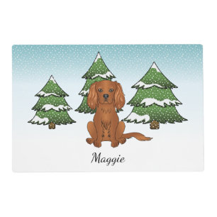 Ruby Cavalier King Charles Spaniel In Winter Placemat