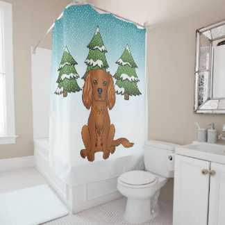 Ruby Cavalier King Charles Spaniel In Winter Shower Curtain