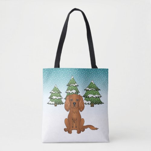 Ruby Cavalier King Charles Spaniel In Winter Tote Bag