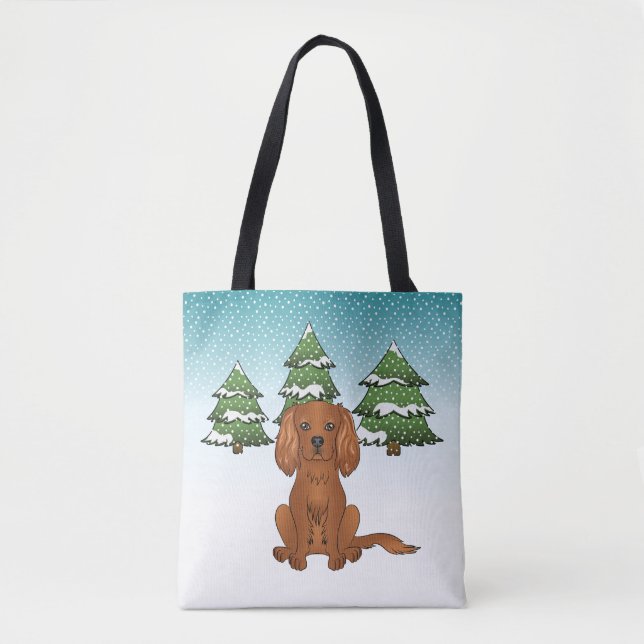 Ruby Cavalier King Charles Spaniel In Winter Tote Bag (Front)