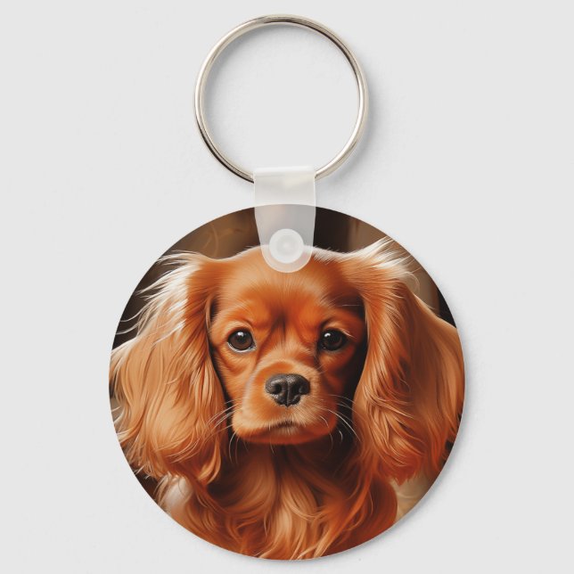 Ruby Cavalier King Charles Spaniel Keychain (Front)