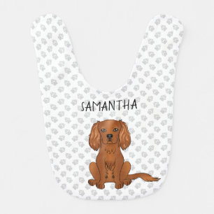 Ruby Cavalier King Charles Spaniel & Name Baby Bib