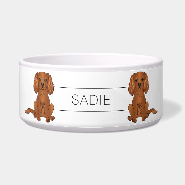 Ruby Cavalier King Charles Spaniel & Name Bowl (Front)