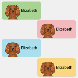 Ruby Cavalier King Charles Spaniel & Name Kids' Labels