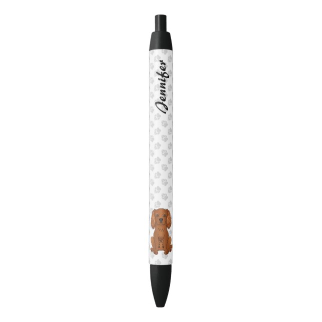 Ruby Cavalier King Charles Spaniel & Name Pen (Front Vertical)