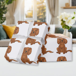 Ruby Cavalier King Charles Spaniel Pattern Wrapping Paper