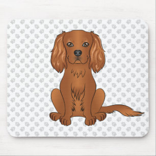 Ruby Cavalier King Charles Spaniel & Paws Mouse Pad