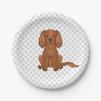Ruby Cavalier King Charles Spaniel &amp; Paws Paper Plates