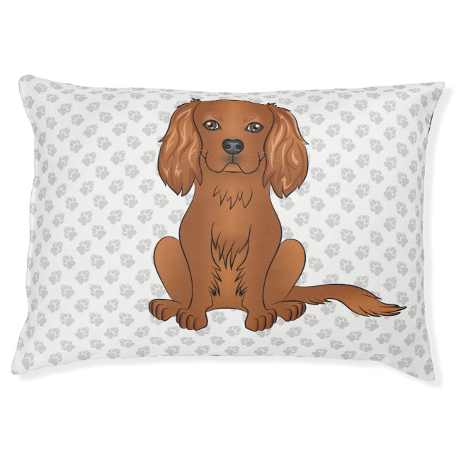 Ruby Cavalier King Charles Spaniel & Paws Pet Bed (Front)