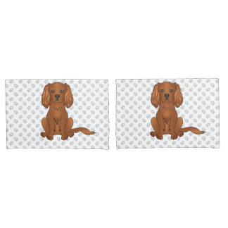 Ruby Cavalier King Charles Spaniel &amp; Paws Pillow Case