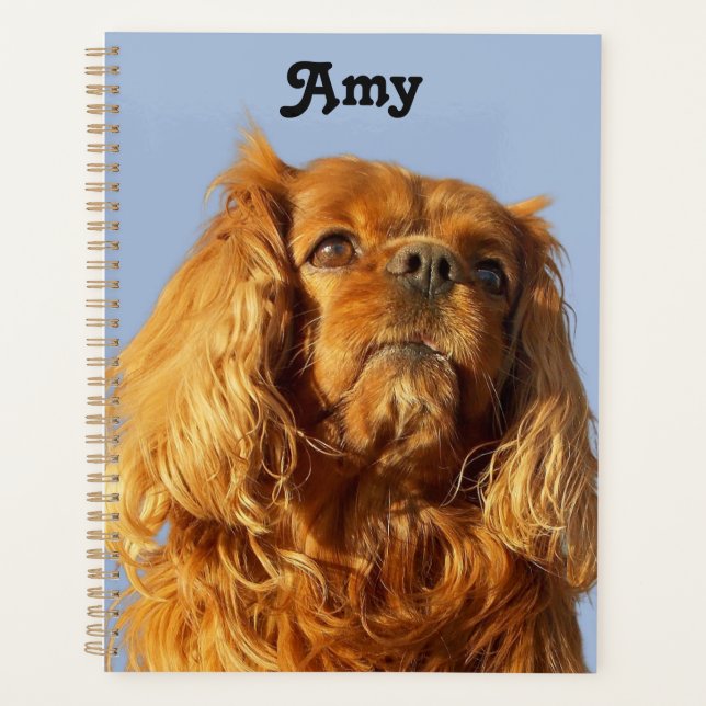 Ruby Cavalier King Charles Spaniel Puppy Dog Blue Planner (Front)