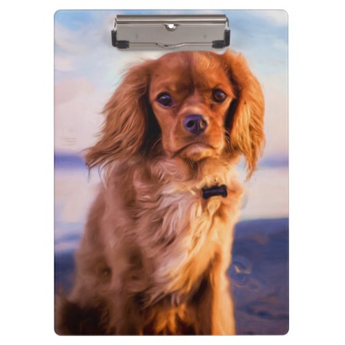Ruby Cavalier King Charles Spaniel Puppy Dog Clipboard