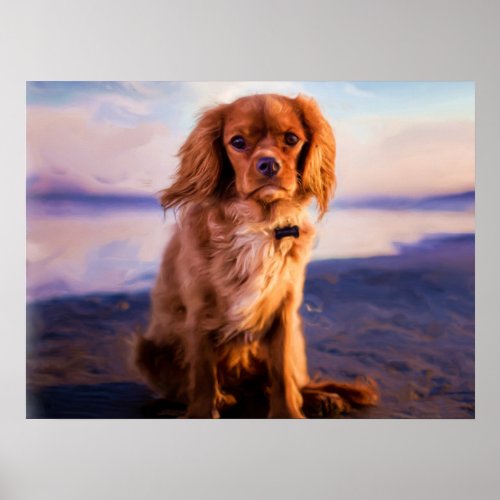 Ruby Cavalier King Charles Spaniel Puppy Dog Poster