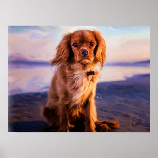 Ruby Cavalier King Charles Spaniel Puppy Dog Poster (Front)
