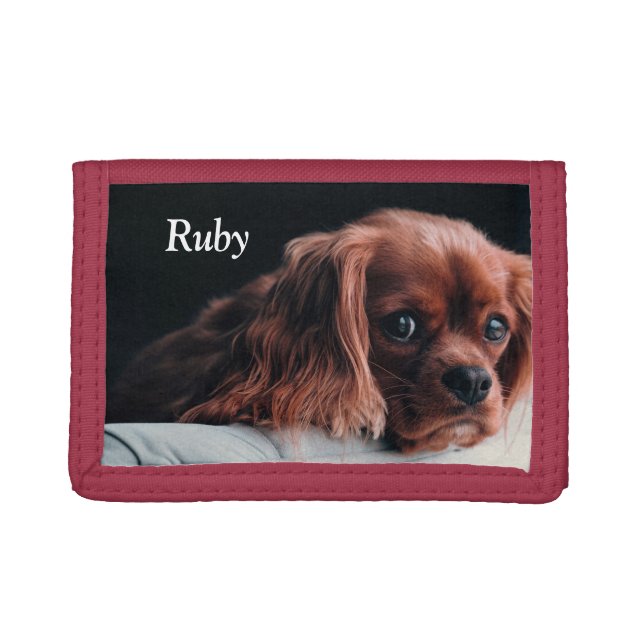 Ruby Cavalier King Charles Spaniel Puppy Dog Trifold Wallet (Front)